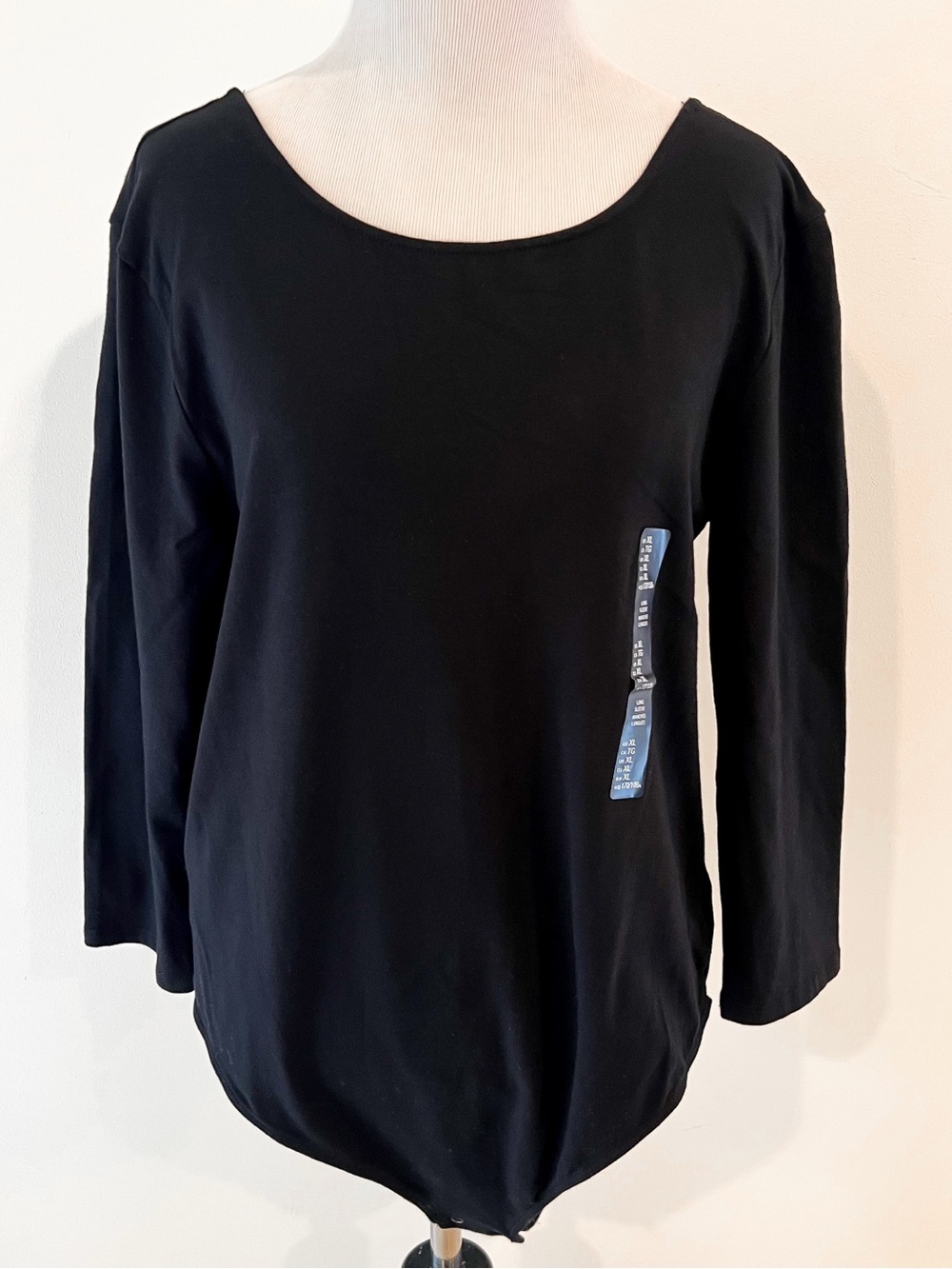 NWT Gap Black Scoop Neck Long Sleeve Bodysuit with Stretch Womens Sz XL